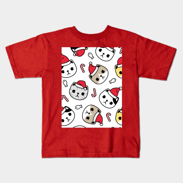 Christmas Cats Kids T-Shirt by queensandkings